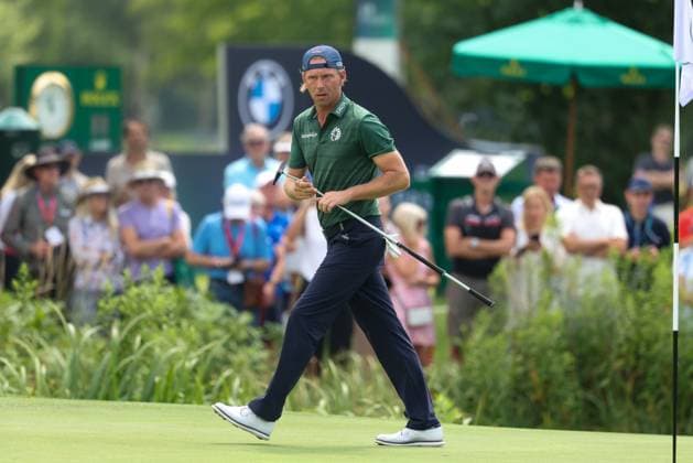Marcel Siem GER on the green of the 18th, 36 BMW International Open 2025, Golf, DP World Tour, Men, Round 2, 04 07 2025 Eichenried Bavaria Germany Copyright: xkolbert-press ChristianxKolbertx