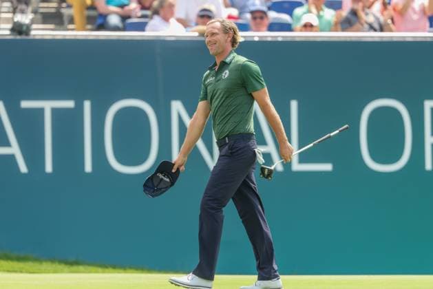 Marcel Siem GER celebrating after his eagle on the 18th, 36 BMW International Open 2025, Golf, DP World Tour, Men, Round 2, 04 07 2025 Eichenried Bayern Germany Copyright: xkolbert-press ChristianxKolbertx