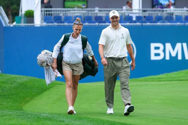 Golf DP World Tour European Tour Day 2 BMW International Open 2025 on 04 07 2025 at Golf Club Eichenried Caddie Irene Kaymer, left Martin Kaymer Germany , right xMSx