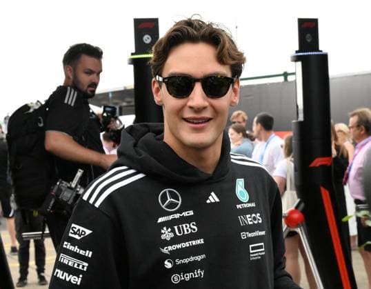 4th July 2025; Silverstone Circuit, Northamptonshire, England; Formula 1 2025 Qatar Airways British F1 Grand Prix; Free Practice Day; George Russell of Mercedes arrives at Silverstone  ActionPlus12808606 SimonxWest