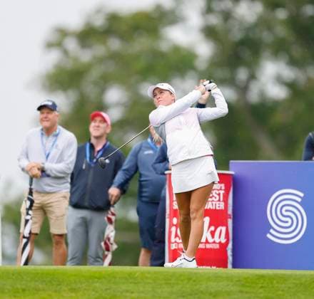 4th July 2025; The O& x2019;Meara Course at Carton House, Maynooth, County Kildare, Ireland; KPMG Womens Irish Open Golf, Round 2; Sara Byrne of Ireland tees off on the 12th hole  ActionPlus12808668 PeterxFitzpatrick