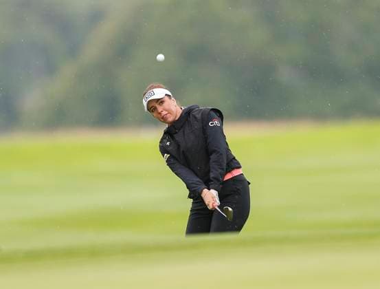 4th July 2025; The O& x2019;Meara Course at Carton House, Maynooth, County Kildare, Ireland; KPMG Womens Irish Open Golf, Round 2; Georgia Hall of England chips onto the 12th green  ActionPlus12808671 PeterxFitzpatrick