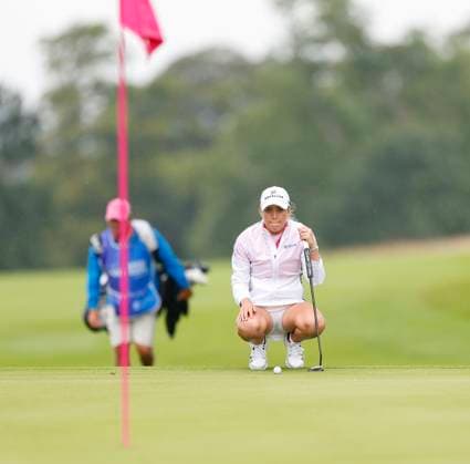 4th July 2025; The O& x2019;Meara Course at Carton House, Maynooth, County Kildare, Ireland; KPMG Womens Irish Open Golf, Round 2; Sara Byrne of Ireland lines up her putt on the 12th green  ActionPlus12808672 PeterxFitzpatrick