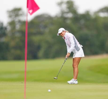 4th July 2025; The O& x2019;Meara Course at Carton House, Maynooth, County Kildare, Ireland; KPMG Womens Irish Open Golf, Round 2; Sara Byrne of Ireland putts on the 12th green  ActionPlus12808673 PeterxFitzpatrick