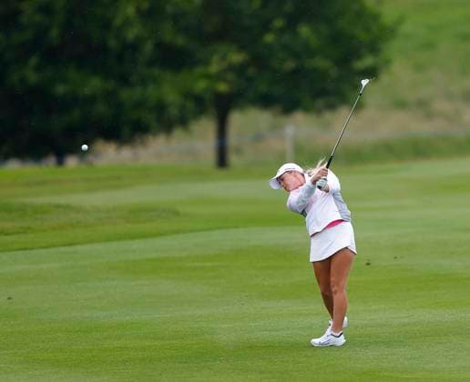 4th July 2025; The O& x2019;Meara Course at Carton House, Maynooth, County Kildare, Ireland; KPMG Womens Irish Open Golf, Round 2; Sara Byrne of Ireland plays her second shot from the 10th fairway  ActionPlus12808650 PeterxFitzpatrick