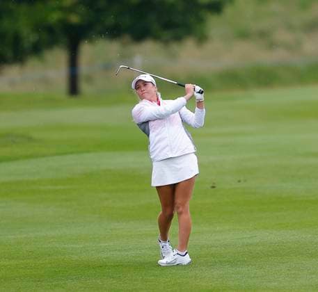 4th July 2025; The O& x2019;Meara Course at Carton House, Maynooth, County Kildare, Ireland; KPMG Womens Irish Open Golf, Round 2; Sara Byrne of Ireland plays her second shot from the 10th fairway  ActionPlus12808651 PeterxFitzpatrick