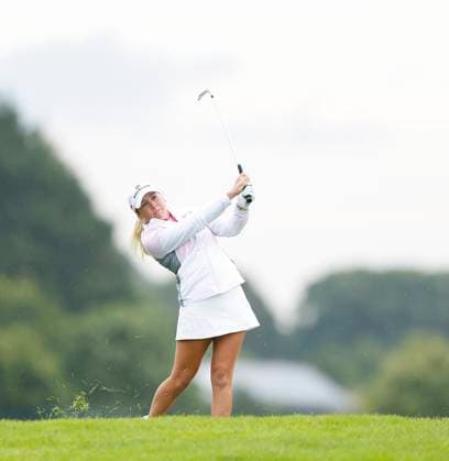 4th July 2025; The O& x2019;Meara Course at Carton House, Maynooth, County Kildare, Ireland; KPMG Womens Irish Open Golf, Round 2; Sara Byrne of Ireland plays her second shot from the 11th rough  ActionPlus12808661 PeterxFitzpatrick