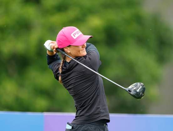 4th July 2025; The O& x2019;Meara Course at Carton House, Maynooth, County Kildare, Ireland; KPMG Womens Irish Open Golf, Round 2; Gudrun Bjorgvinsdottir of Iceland tees off on the 1st hole  ActionPlus12808680 PeterxFitzpatrick