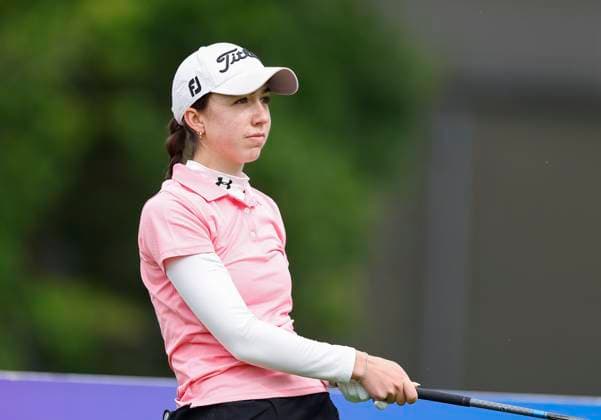 4th July 2025; The O& x2019;Meara Course at Carton House, Maynooth, County Kildare, Ireland; KPMG Womens Irish Open Golf, Round 2; Anna Abom of Ireland watches her tee shot on the 1st hole  ActionPlus12808683 PeterxFitzpatrick