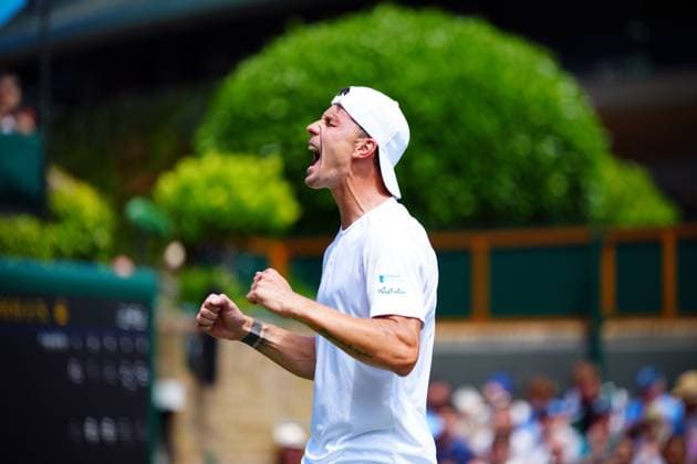 Marton Fucsovics celebrates victory in his third round match Wimbledon Tennis Championships, Day 5, The All England Lawn Tennis and Croquet Club, London, UK - 04 Jul 2025London The All England Lawn Tennis and United Kingdom  Copyright: xJavierxGarcia Shutterstockx 15384469t
