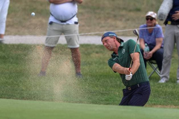 Marcel Siem GER hits from the bunker, sand, 36 BMW International Open 2025, Golf, DP World Tour, Men, Round 2, 04 07 2025 Eichenried Bayern Germany Copyright: xkolbert-press ChristianxKolbertx