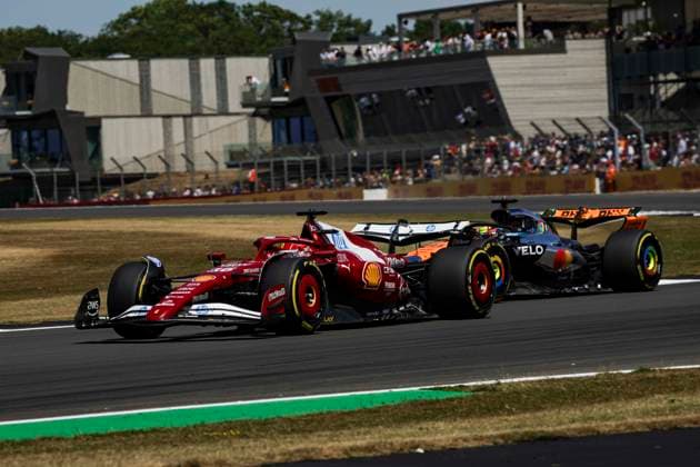 F1 - BRITISH GRAND PRIX 2025 16 LECLERC Charles (mco), Scuderia Ferrari SF-25, action 81 PIASTRI Oscar (aus), McLaren F1 Team MCL39, action during the Formula 1 Qatar Airways British Grand Prix 2025, 12th round of the 2025 FIA Formula One World Championship, WM, Weltmeisterschaft from July 4 to 6, 2025 on the Silverstone Circuit, in Silverstone, United Kingdom - SilverstoneUnited Kingdom Copyright: xFLORENTxGOODENx