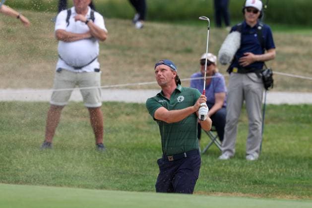 Marcel Siem GER hits from the bunker, sand, 36 BMW International Open 2025, Golf, DP World Tour, Men, Round 2, 04 07 2025 Eichenried Bayern Germany Copyright: xkolbert-press ChristianxKolbertx