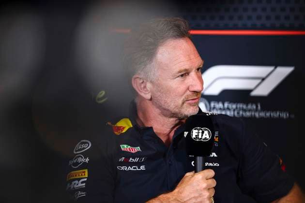 F1 - BRITISH GRAND PRIX 2025 HORNER Christian (gbr), Team Principal of Red Bull Racing, portrait press conference, PK, Pressekonferenz during the Formula 1 Qatar Airways British Grand Prix 2025, 12th round of the 2025 FIA Formula One World Championship, WM, Weltmeisterschaft from July 4 to 6, 2025 on the Silverstone Circuit, in Silverstone, United Kingdom - SilverstoneUnited Kingdom Copyright: xEricxAlonsox