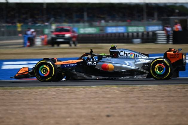 4th July 2025; Silverstone Circuit, Northamptonshire, England; Formula 1 2025 Qatar Airways British F1 Grand Prix; Free Practice Day; Lando Norris in the Mercedes-AMG F1 M16 powered McLaren-Mercedes MCL39 car shows their appreciation to fans during the first free practice session (P1)  ActionPlus12808833 SimonxWest