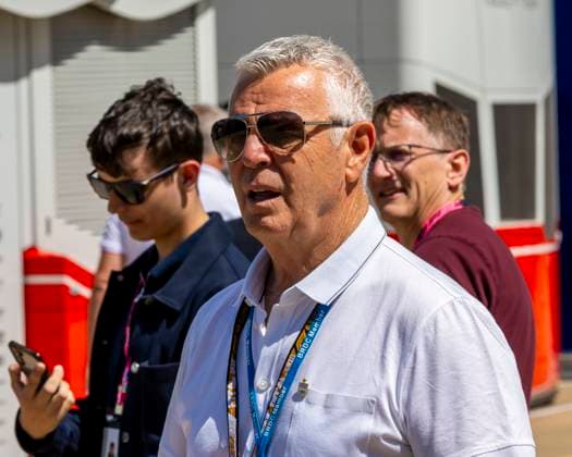 4th July 2025; Silverstone Circuit, Northamptonshire, England; Formula 1 2025 Qatar Airways British F1 Grand Prix; Free Practice Day; Former F1 driver and race steward Derek Warwick in the paddock  ActionPlus12808837 TimxWilliams