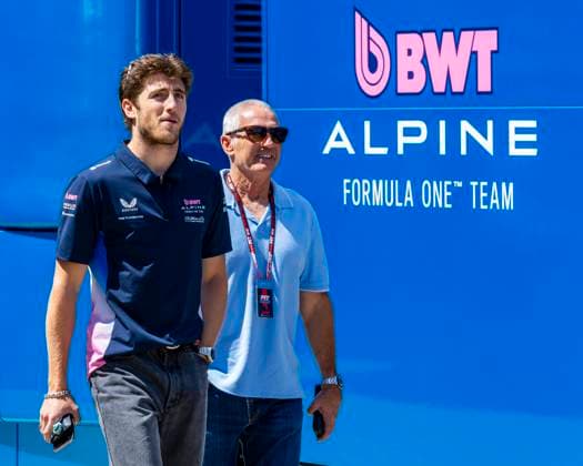 4th July 2025; Silverstone Circuit, Northamptonshire, England; Formula 1 2025 Qatar Airways British F1 Grand Prix; Free Practice Day; Former Alpine driver Jack Doohan and his father Mick Doohan walk in the paddock  ActionPlus12808840 TimxWilliams