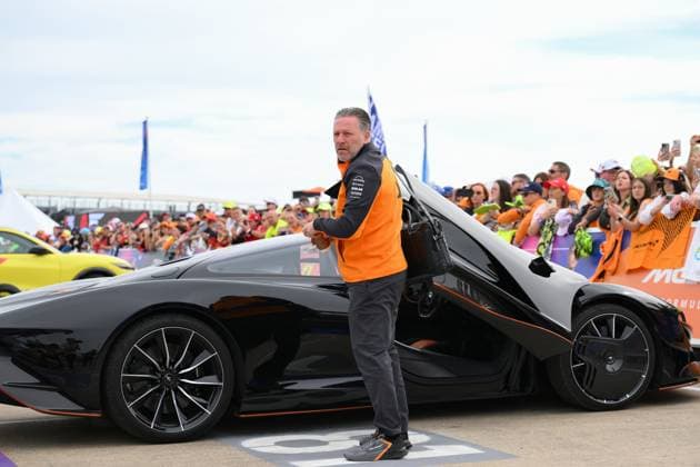 F1 Grand Prix of Great Britain - Practice McLaren Racing CEO, Zak Brown, arrives in a McLaren Speedtail during the Formula 1 Qatar Airways British Grand Prix at the Silverstone Circuit in Towcester, England, on July 4, 2024. United Kingdom  Copyright: xMIxNewsx originalFilename:fletcher-f1grandp250704_np3lv.jpg