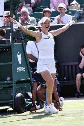 Laura Siegemund, GER, after third round of 2025 All England Lawn Tennis Championships at Wimbledon, womens singles, London, 04 07 2025