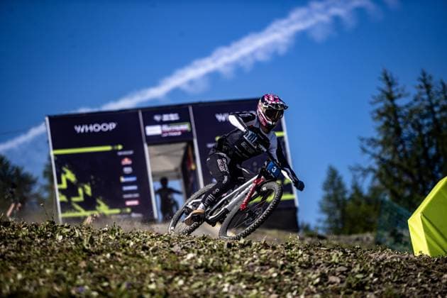 Whoop Downhill Worldcup La Thuile ALRAN Till COMMENCAL MUC OFF BY RIDING ADDICTIONat Whoop Downhill Worldcup La Thuile, 04 07 2025,in La Thuile,ITA Photo Sebastian Sternemann