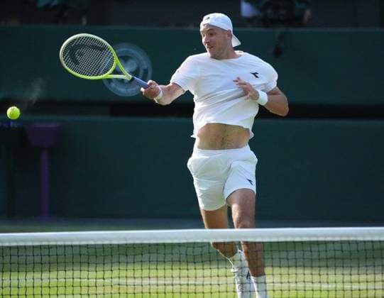 Tennis - 2025 Wimbledon Championships - Men™s Singles - 3rd round - Carlos Alcaraz v Jan Lennard Struff All England Lawn Tennis & Croquet Club - Friday 4th July 2025 Jan Lennard Struff of Germany 