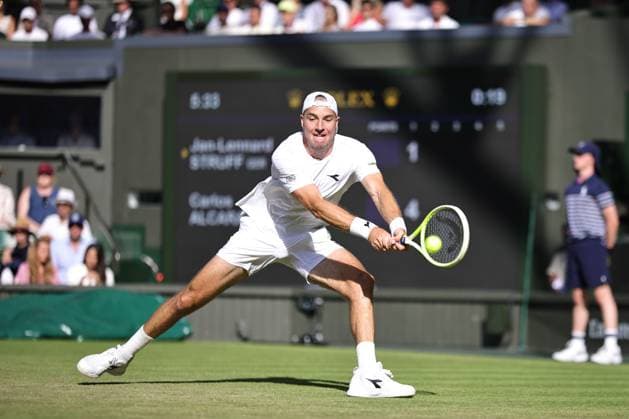 Jan Lennard Struff, GER, during third round of 2025 All England Lawn Tennis Championships at Wimbledon, mens singles, London, 04 07 2025