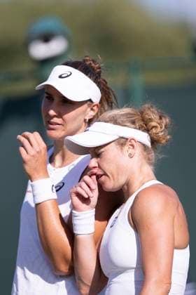 Beatriz Haddad Maia and Laura Siegemund during the Wimbledon 2025 Women™s Doubles second round tennis match between Hailey Baptiste & Caty McNally v Laura Siegemund & Beatriz Haddad Maia at the All England Tennis Club in London, England (Richard Callis Sports Press Photo SPP)  Copyright: xRichardxCallis SportsxPressxPhotox xSPPx spp-en-RiCaPrPh-SPP25_richiecallis_040725_18825
