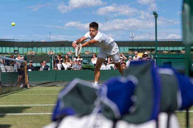 2025-07-04 Wimbledon 2025 LONDON, ENGLAND - JULY 4: Sander Arends of The Netherlands during Wimbledon 2025 at All England Lawn Tennis & Croquet Club on July 4, 2025 in London, England. London All England Lawn Tennis & Croquet Club England Content not available for redistribution in The Netherlands directly or indirectly through any third parties. Copyright: xMarleenxFouchierx