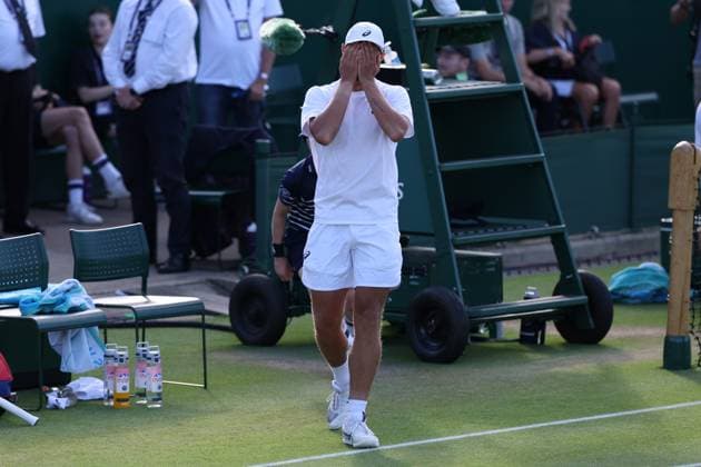 July 4, 2025, London, Celestynow, England: KAMIL MAJCHRZAK of Poland celebrates winning the match against A. Rinderknech of France in the third round of Championships 2025 at Wimbledon AELTC in London. London England - ZUMAc278 20250704_zsp_c278_024 Copyright: xMarcinxCholewinskix