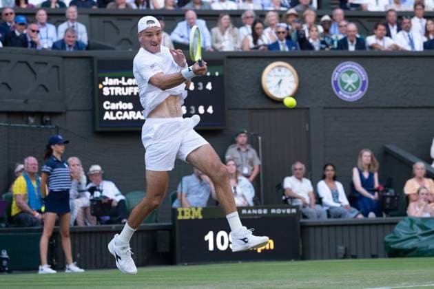 Jan-Lennard Struff during his Wimbledon 2025 Men?s Singles third round tennis match against Carlos Alcaraz at the All England Tennis Club in London, England (Richard Callis SPP) Copyright: xRichardxCallis SPPx spp-en-RiCa-SPP25_richiecallis_040725_18911