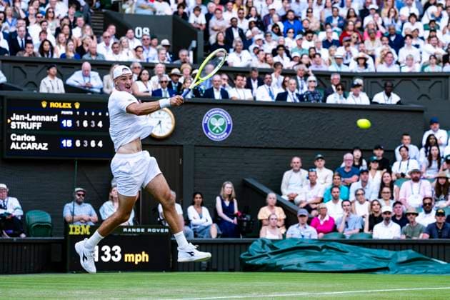 Jan-Lennard Struff during his Wimbledon 2025 Men?s Singles third round tennis match against Carlos Alcaraz at the All England Tennis Club in London, England (Richard Callis SPP) Copyright: xRichardxCallis SPPx spp-en-RiCa-SPP25_richiecallis_040725_18913