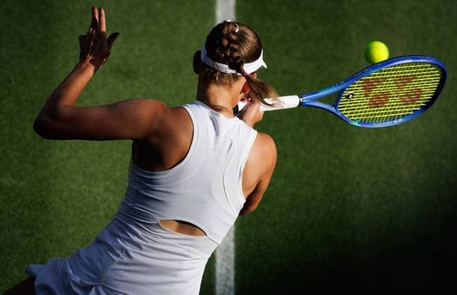 Belgian Elise Mertens pictured in action during a tennis match between Belgian Mertens and Ukrainian Svitolina, in the third round of the women s singles at the 2025 Wimbledon grand slam tournament, Friday 04 July 2025 at the All England Tennis Club, in South-West London, Britain. BENOITxDOPPAGNE  x128437277x
