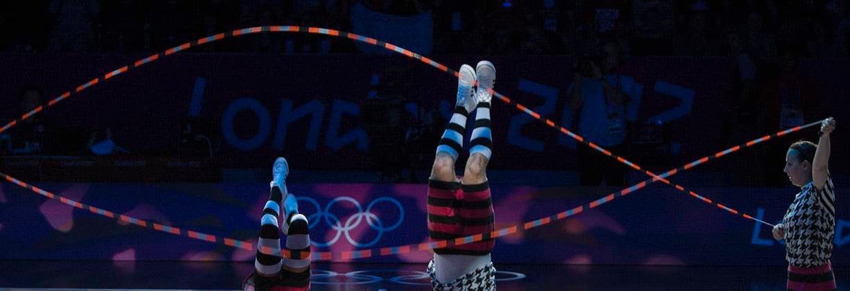 August 1, 2012 - London, England, United Kingdom - Panasonic Holds Special Rope Jump Event at the London 2012 Olympic Park Live Site. The Park Live stage features Panasonic s two giant LED display systems. Copyright: xDanxAndersonx
