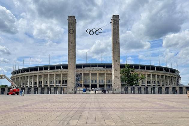 Berlin, Germany, 27 05 2025 Olympic Stadium Concept for Berlins Olympic bid presented View of the Olympic Stadium, entrance area Olympic Gate Copyright: xdtsxNachrichtenagenturx dts_73640