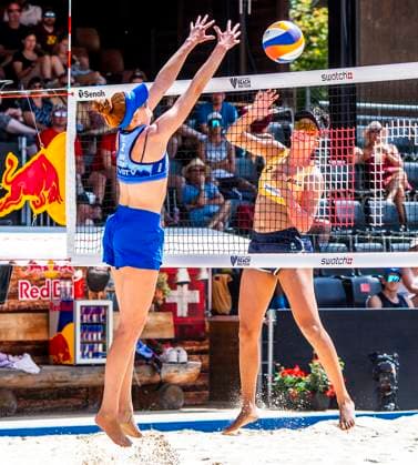 July 5, 2025, Puidoux, Puidoux, Switzerland: Gstaad Switzerland, 07 05 2025: KELLY CHENG of USA against VICTORIA LOPES PEREIRA TOSTAÃ‚ of Brazil during Swatch Beach Pro Gstaad 2025, Swatch Beach Pro Gstaad 2025 took place in the famous ski resort and which organizes events like the EFG Swiss Open Gstaad ATP, Tennis Herren 250 and the Polo Gold Club Gstaad 2024 and took place at Roy Emerson Arena in Gstaad. Puidoux Switzerland - ZUMAd206 20250705_zip_d206_023 Copyright: xEricxDubostx