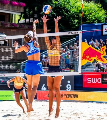 July 5, 2025, Puidoux, Puidoux, Switzerland: Gstaad Switzerland, 07 05 2025: MOLLY SHAW of USA against VICTORIA LOPES PEREIRA TOSTAÃ‚ of Brazil during Swatch Beach Pro Gstaad 2025, Swatch Beach Pro Gstaad 2025 took place in the famous ski resort and which organizes events like the EFG Swiss Open Gstaad ATP, Tennis Herren 250 and the Polo Gold Club Gstaad 2024 and took place at Roy Emerson Arena in Gstaad. Puidoux Switzerland - ZUMAd206 20250705_zip_d206_024 Copyright: xEricxDubostx