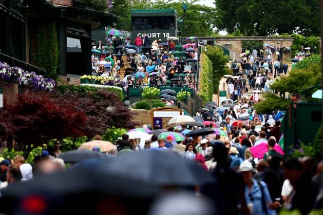 General views around the grounds as play is stopped due to rain. Wimbledon Tennis Championships, Day 6, The All England Lawn Tennis and Croquet Club, London, UK - 05 Jul 2025London The All England Lawn Tennis and United Kingdom  Copyright: xJamesxMarsh Shutterstockx 15385618f