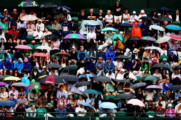 General views around the grounds as play is stopped due to rain. Wimbledon Tennis Championships, Day 6, The All England Lawn Tennis and Croquet Club, London, UK - 05 Jul 2025London The All England Lawn Tennis and United Kingdom  Copyright: xJamesxMarsh Shutterstockx 15385618n