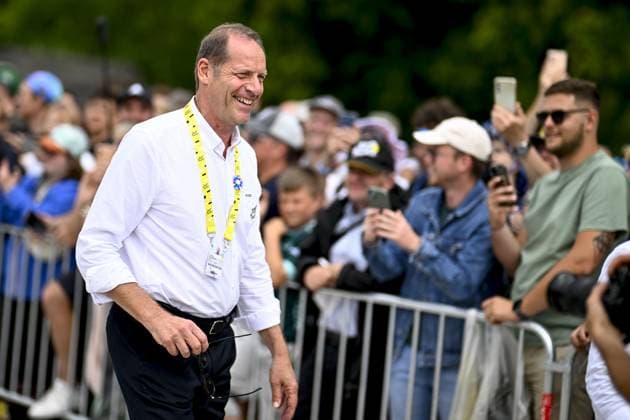 Christian Prudhomme, cycling director of ASO (Amaury Organisation) pictured during the first stage, Lille Metropole to Lille Metropole (185 km), of the 2025 Tour de France cycling race, in Lille, France, on Saturday 05 July 2025. The 112th edition of the Tour de France starts on Saturday 5 July in Lille, France, and will finish in Paris, France on the 27th of July. DAVIDxPINTENS  x128475361x