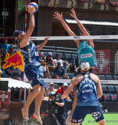 July 5, 2025, Gstaad, Bern, Switzerland: Gstaad Switzerland, 07 05 2025: ANDERS BERMSTEN MOL of Norway against ANDRE LOYOLA STEIN of Brazil during Swatch Beach Pro Gstaad 2025, Swatch Beach Pro Gstaad 2025 took place in the famous ski resort and which organizes events like the EFG Swiss Open Gstaad ATP, Tennis Herren 250 and the Polo Gold Club Gstaad 2024 and took place at Roy Emerson Arena in Gstaad. Gstaad Switzerland - ZUMAd206 20250705_zip_d206_035 Copyright: xEricxDubostx
