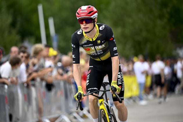 Danish Jonas Vingegaard Hansen of Team Visma-Lease a Bike pictured at the start of the first stage, Lille Metropole to Lille Metropole (185 km), of the 2025 Tour de France cycling race, in Lille, France, on Saturday 05 July 2025. The 112th edition of the Tour de France starts on Saturday 5 July in Lille, France, and will finish in Paris, France on the 27th of July. JASPERxJACOBS  x128475953x