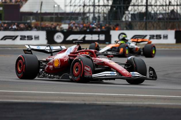F1 - BRITISH GRAND PRIX 2025 16 LECLERC Charles (mco), Scuderia Ferrari SF-25, action during the Formula 1 Qatar Airways British Grand Prix 2025, 12th round of the 2025 FIA Formula One World Championship, WM, Weltmeisterschaft from July 4 to 6, 2025 on the Silverstone Circuit, in Silverstone, United Kingdom - SilverstoneUnited Kingdom  Copyright: xFLORENTxGOODENx