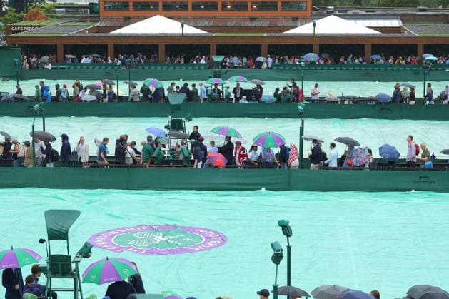 5th July 2025; All England Lawn Tennis and Croquet Club, London, England; Wimbledon Tennis Tournament, Day 6; Heavy rain delays play on all courts as spectators run to find cover  ActionPlus12809280 JohnxPatrickxFletcher