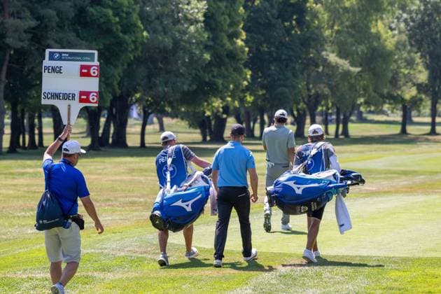 Marcel Schneider GER and Marco Penge ENG go for the round xettx, Germany, Munich, 05 07 2025, Golf, BMW International Open, 2025, Round 3, DP World Tour, Golfclub Muenchen Eichenried