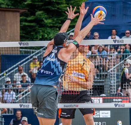 July 5, 2025, Gstaad, Bern, Switzerland: Gstaad Switzerland, 07 05 2025: YORICK DE GROOTÃ‚ of Netherlands against NILS EHLERS of Germany during Swatch Beach Pro Gstaad 2025, Swatch Beach Pro Gstaad 2025 took place in the famous ski resort and which organizes events like the EFG Swiss Open Gstaad ATP, Tennis Herren 250 and the Polo Gold Club Gstaad 2024 and took place at Roy Emerson Arena in Gstaad. Gstaad Switzerland - ZUMAd206 20250705_zip_d206_048 Copyright: xEricxDubostx