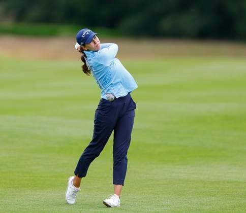 5th July 2025; The O& x2019;Meara Course at Carton House, Maynooth, County Kildare, Ireland; KPMG Womens Irish Open Golf, Round 3; Alexandra Swayne of the United States Virgin Islands play her second shot on the 1st fairway  ActionPlus12809463 PeterxFitzpatrick