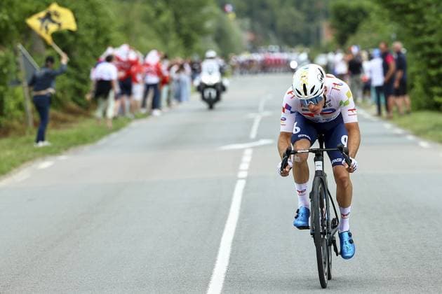 French Matteo Vercher of TotalEnergies pictured in action during the first stage, Lille Metropole to Lille Metropole (185 km), of the 2025 Tour de France cycling race, in Lille, France, on Saturday 05 July 2025. The 112th edition of the Tour de France starts on Saturday 5 July in Lille, France, and will finish in Paris, France on the 27th of July. DAVIDxPINTENS  x128480506x