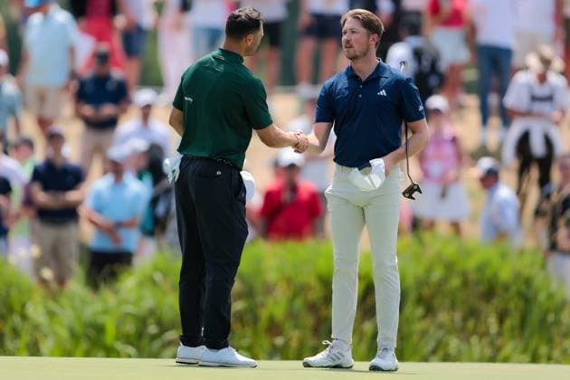 MUNICH, GERMANY - 05.07.2025: Martin KAYMER (GER) and Richard MANSELL (ENG). The BMW International Open at Golfclub Munchen Eichenried on July 05, 2025 in Germany.