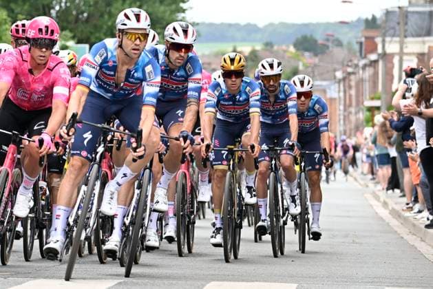 Tour de France 2025 Stage 1 LILLE METROPOLE, FRANCE - JULY 05 : Evenepoel Remco (BEL) of Soudal - Quick Step in action during stage 1 of the 112th edition of Tour de France an UCI World Tour 2.UWT cycling road race stage for Men Elite of 185 km with start in Lille Metropole and finish in Lille Metropole on July 5, 2025 in Lille Metropole, France, 05 07 2025 ( Motordriver Kenny Verfaillie - Lille Metropole France  Copyright: xJanxDexMeuleneirx