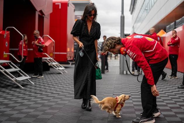 F1 British GP 2025 - UK Alexandra Saint Mleux (Fra) and dog Leo Leclerc during the Formula 1 Qatar Airways British Grand Prix 2025 on Saturday at the Silverstone International Circuit, Silverstone, Great Britain on July 5, 2025 Photo by Photo by Antoine Lapeyre ABACAPRESS.COM Silverstone United Kingdom  Copyright: xLapeyrexAntoine ABACAx